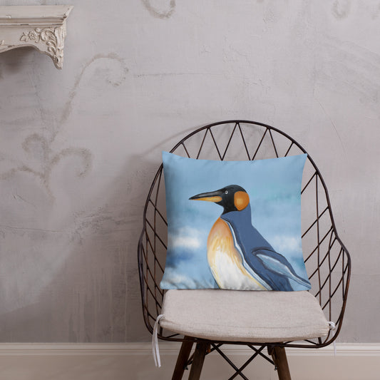Seabird design on decorative throw pillow sits on a chair. This offering is the case only. To purchase with insert, select throw pillow.