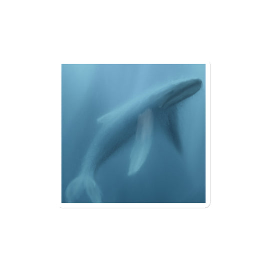 Magnet with misty image of whale in blue waters. symbol of deep wisdom.