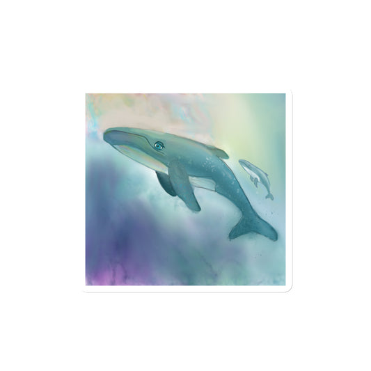 Magnet with artist design of mother whale with her calf. Symbol of deep wisdom and ancestral healing