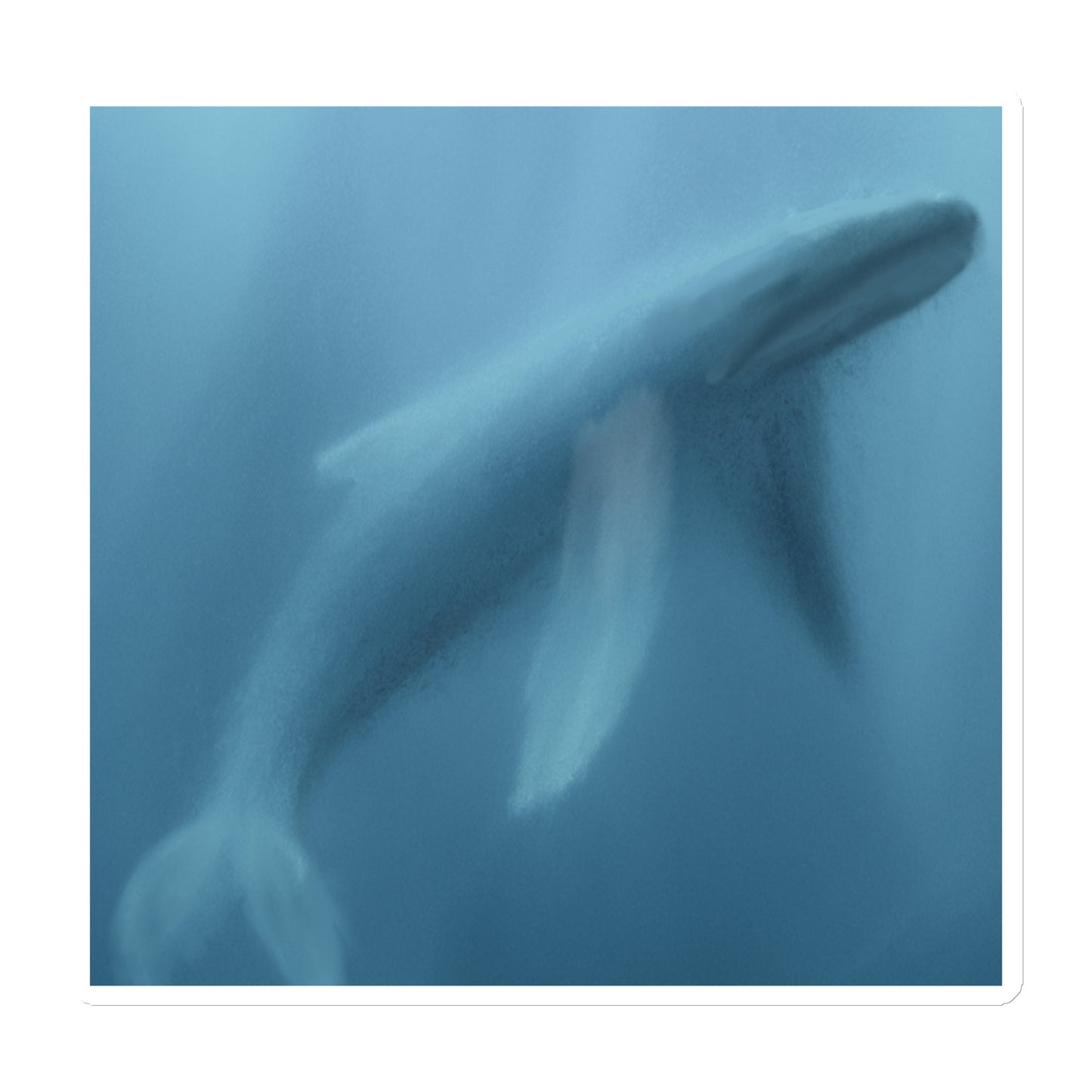 Magnet with misty image of whale in blue waters. symbol of deep wisdom.