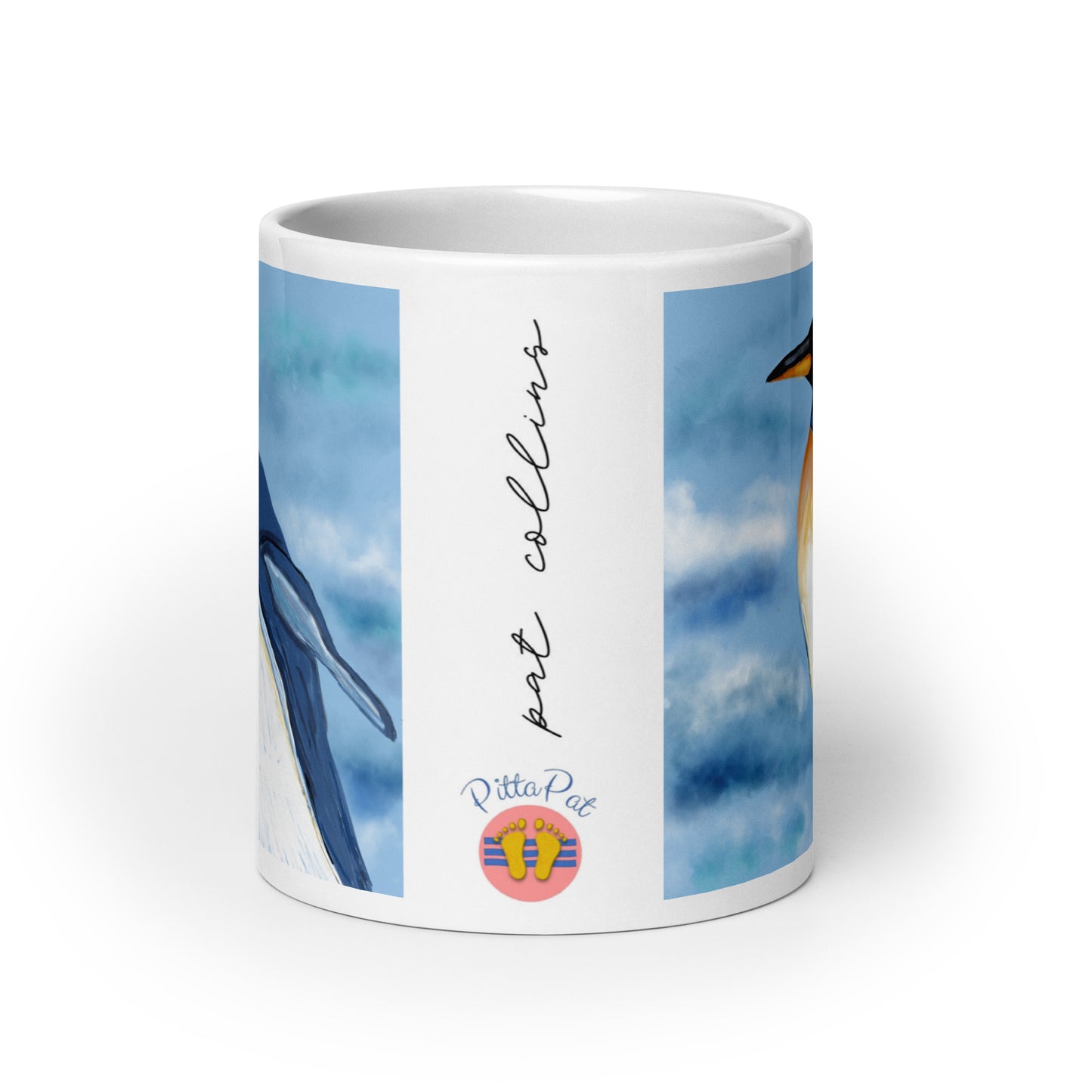 PittaPat happy toes logo with artist's signature. 20 oz.