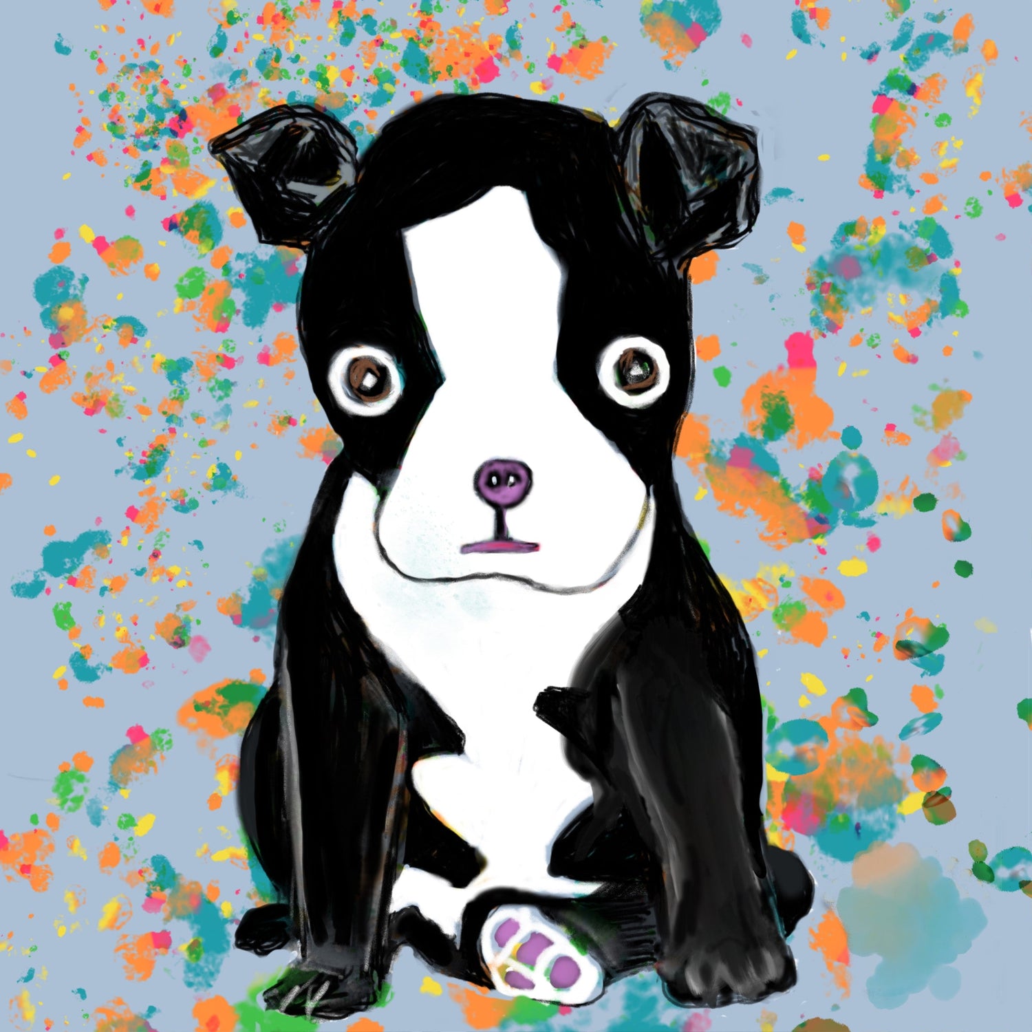 Collection of Boston Terrier Spirit products featuring mugs, totes, journals, and more, symbolizing loyalty, charm, and cheerful companionship