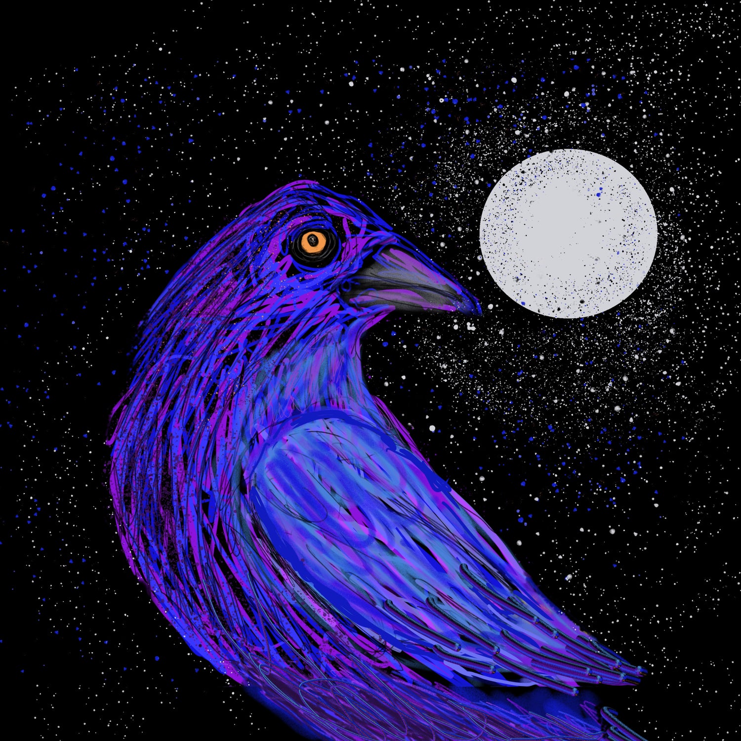 Crow under a full moon opens the door to the crow talisman collection.