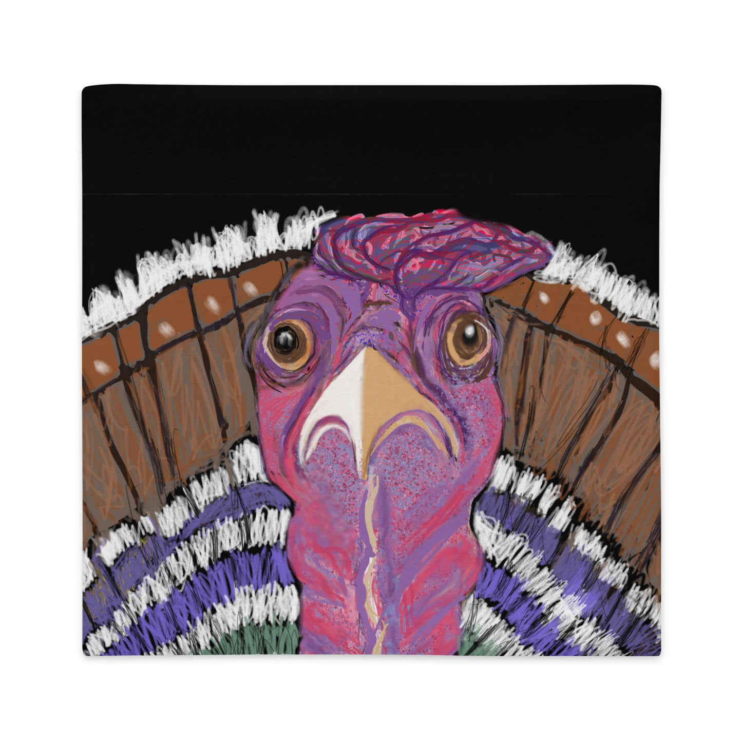 Turkey Spirit Animal decorates this linen-feel pillow case. Great Thanksgiving decoration or gift. 