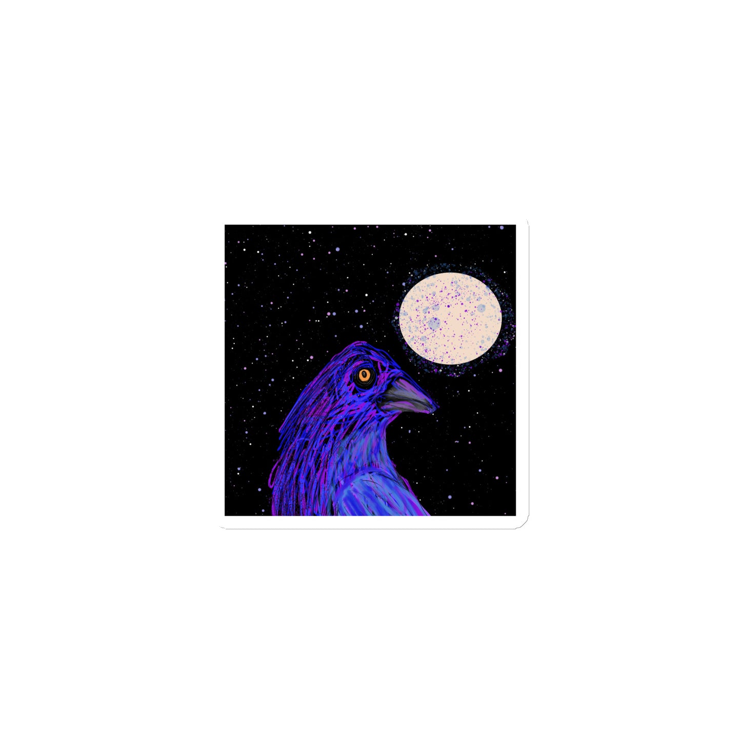 3x3 inch magnet with original design of a crow spirit animal and a full moon.