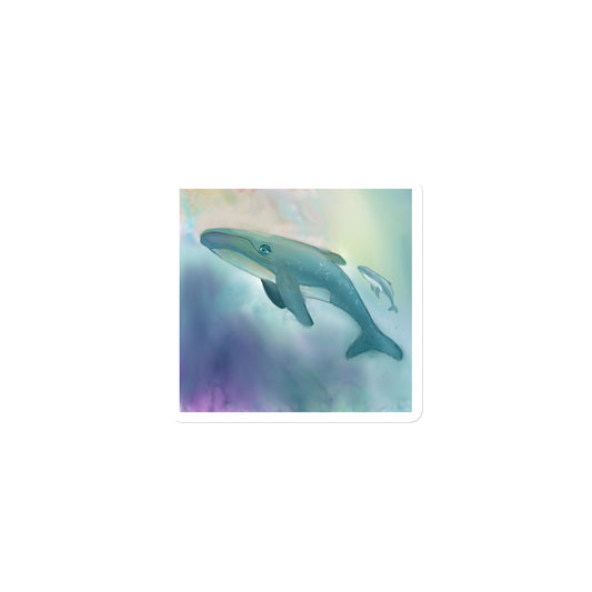 Magnet with artist design of mother whale with her calf. Symbol of deep wisdom and ancestral healing