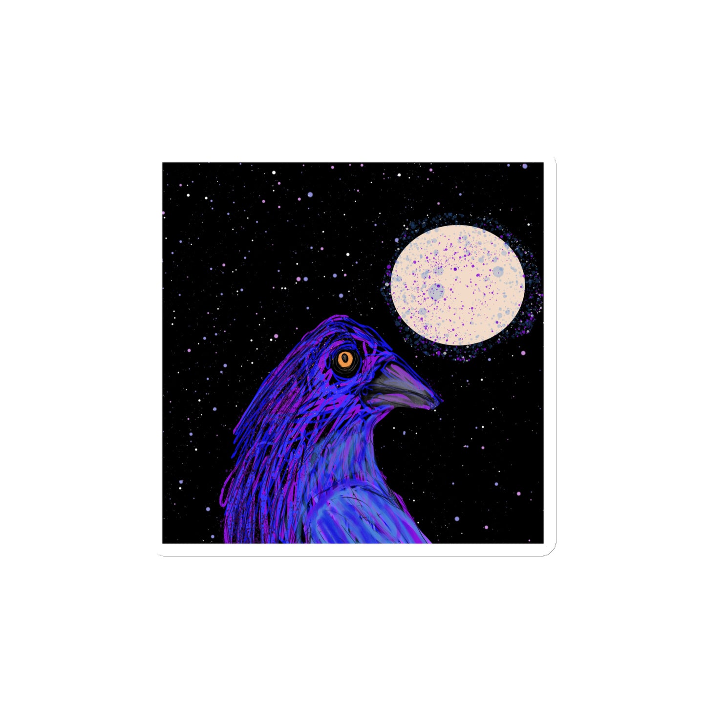 4x4 inch magnet with original design of a crow spirit animal and a full moon.