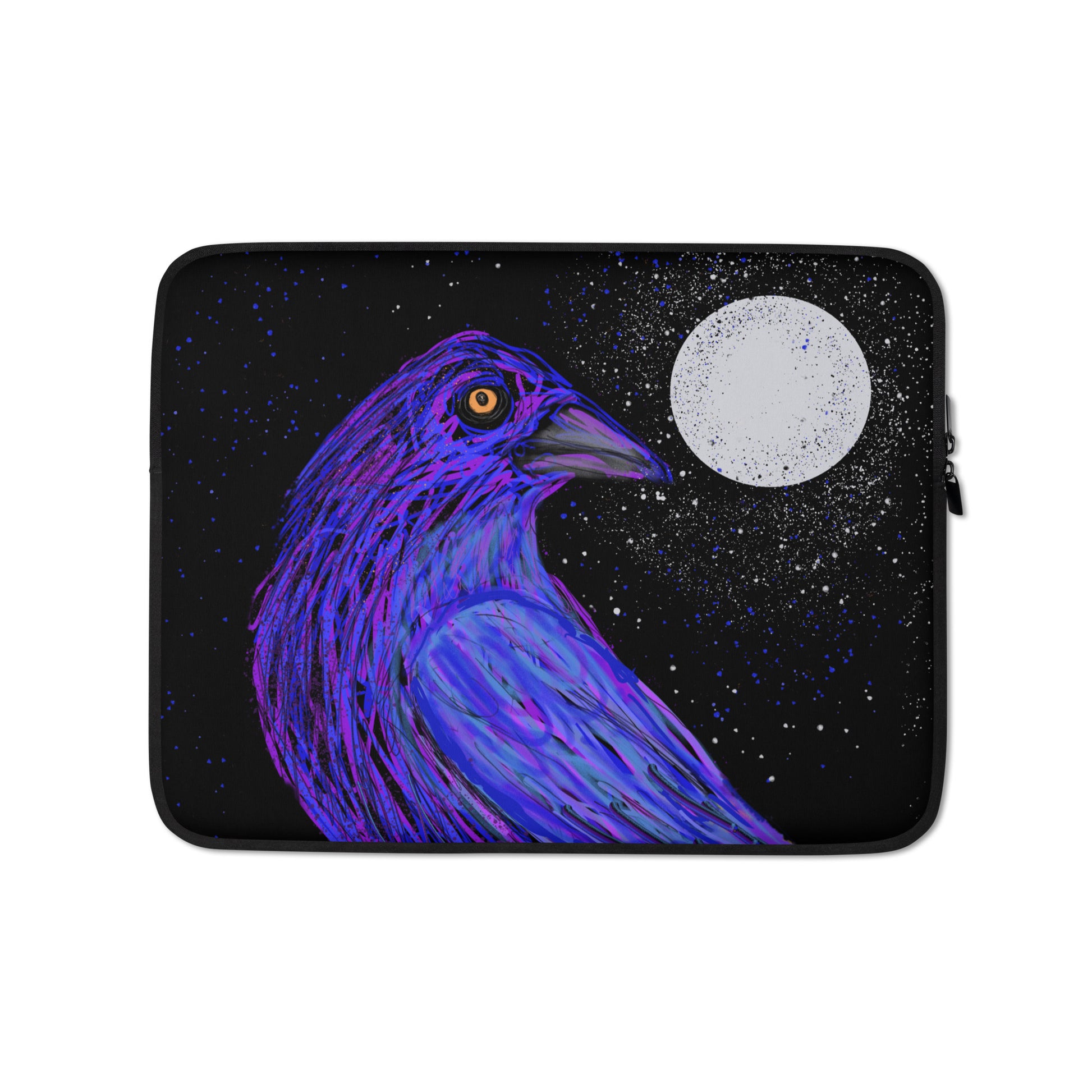 A crow in the moonlight, against a field of stars makes this laptop sleeve magical. 13"