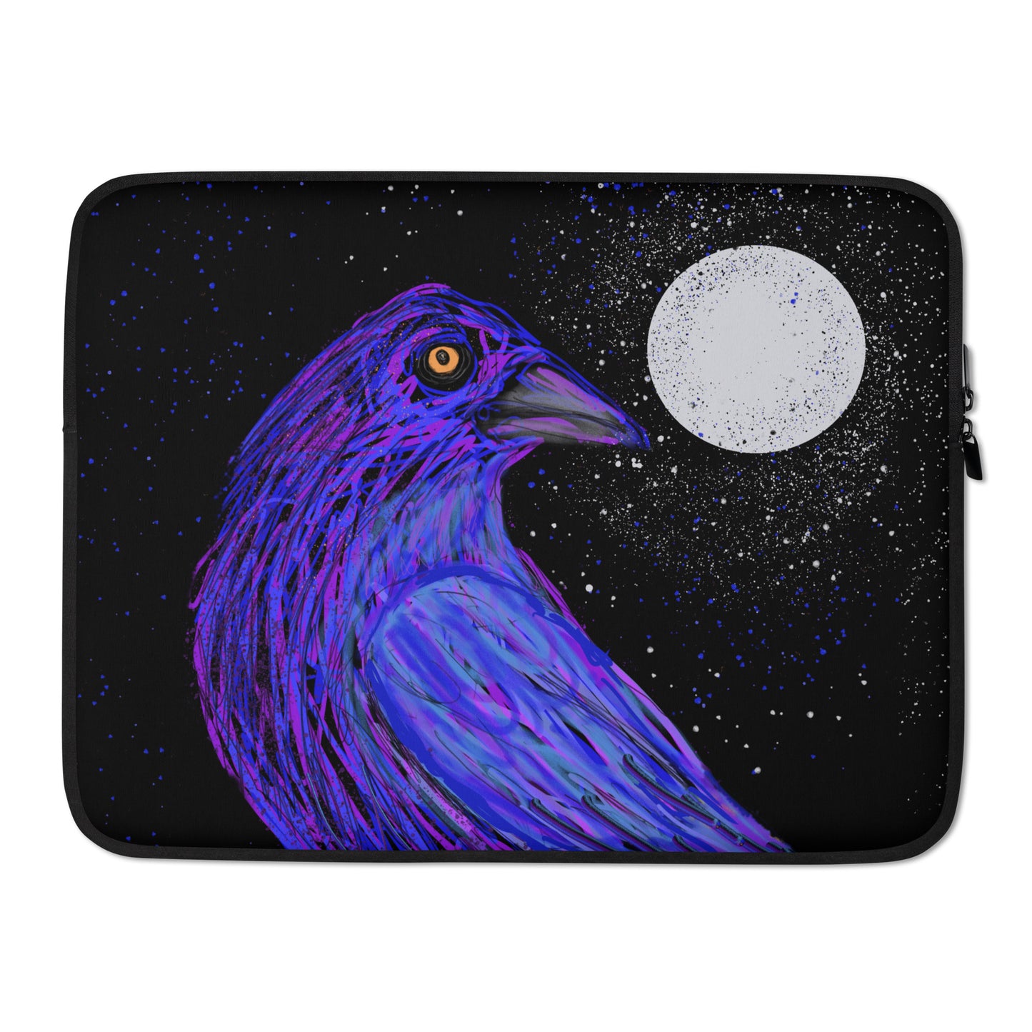 Take your spirit animal to work. A crow in the moonlight, against a field of stars makes this laptop sleeve magical. 15"