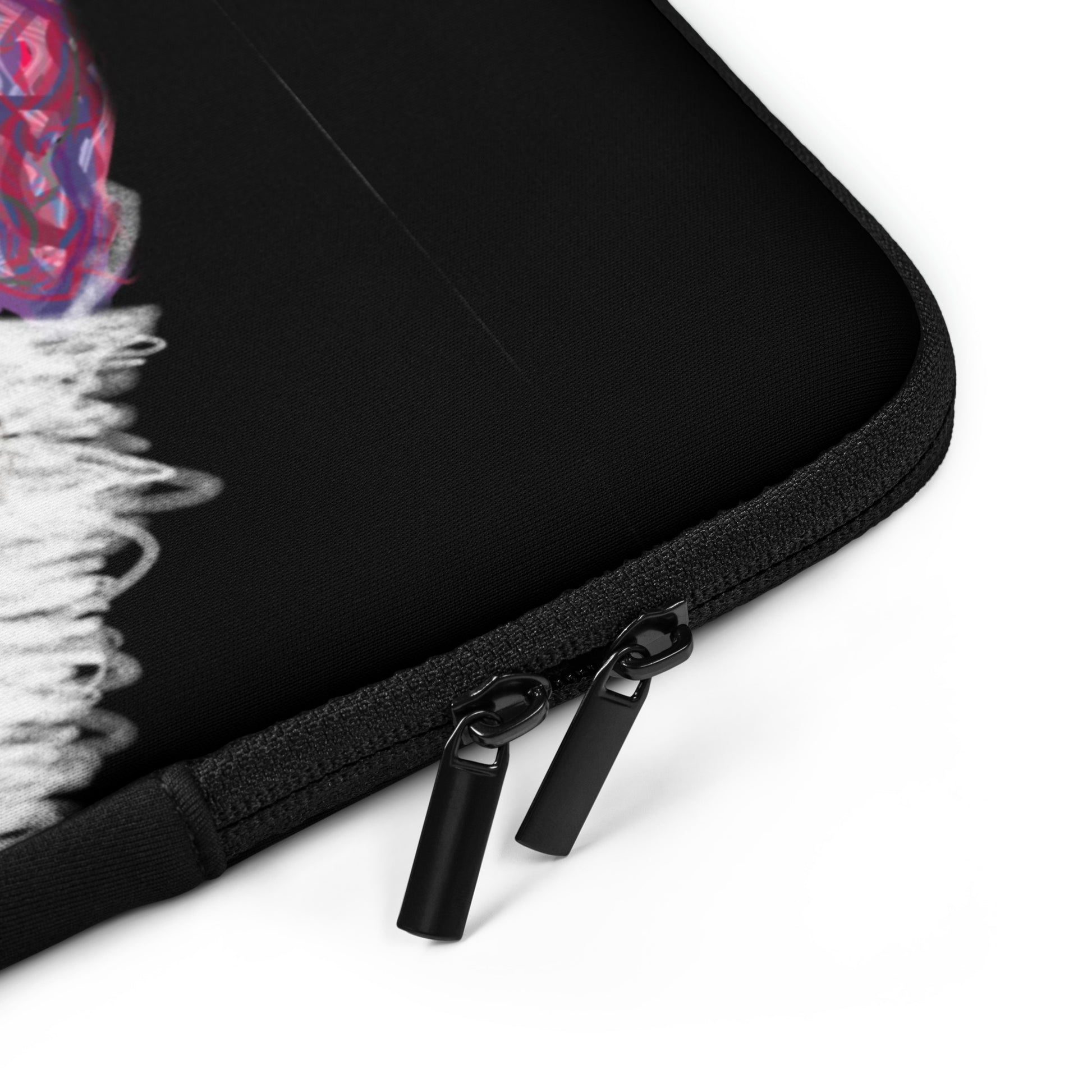 Shows the black 2-way zipper on a 15" laptop sleeve. Make a statement with a colorful, expressive image of a turkey.