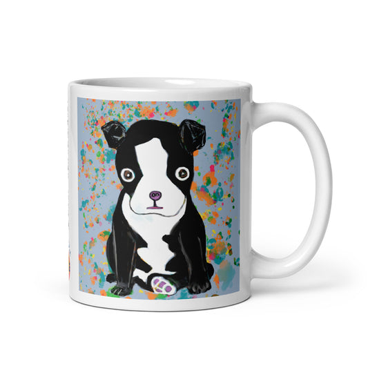 Ceramic Boston Terrier spirit mug. Original design. The joyful bond of a faithful friend. 11 oz