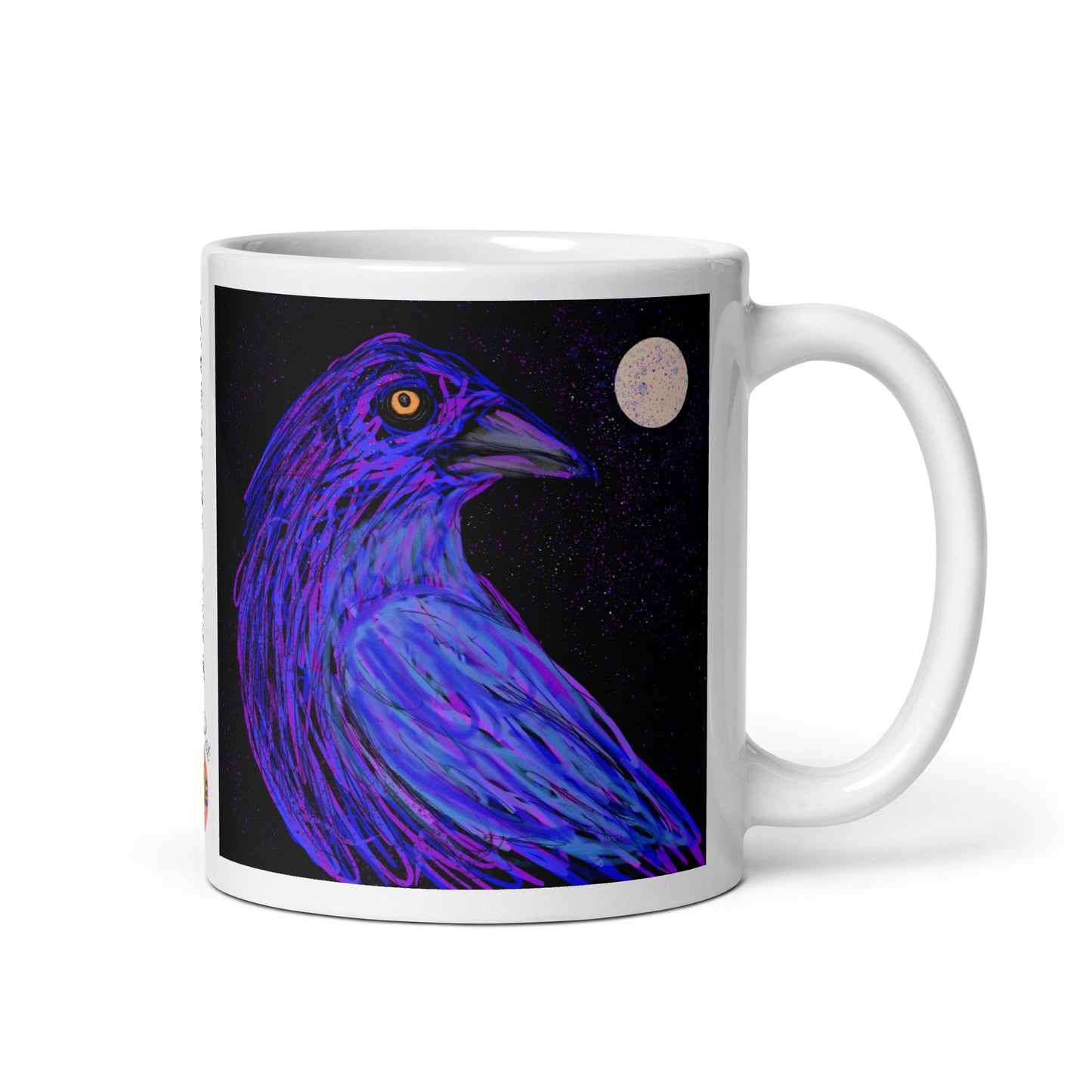 Ceramic crow spirit mug. Original artist's design.