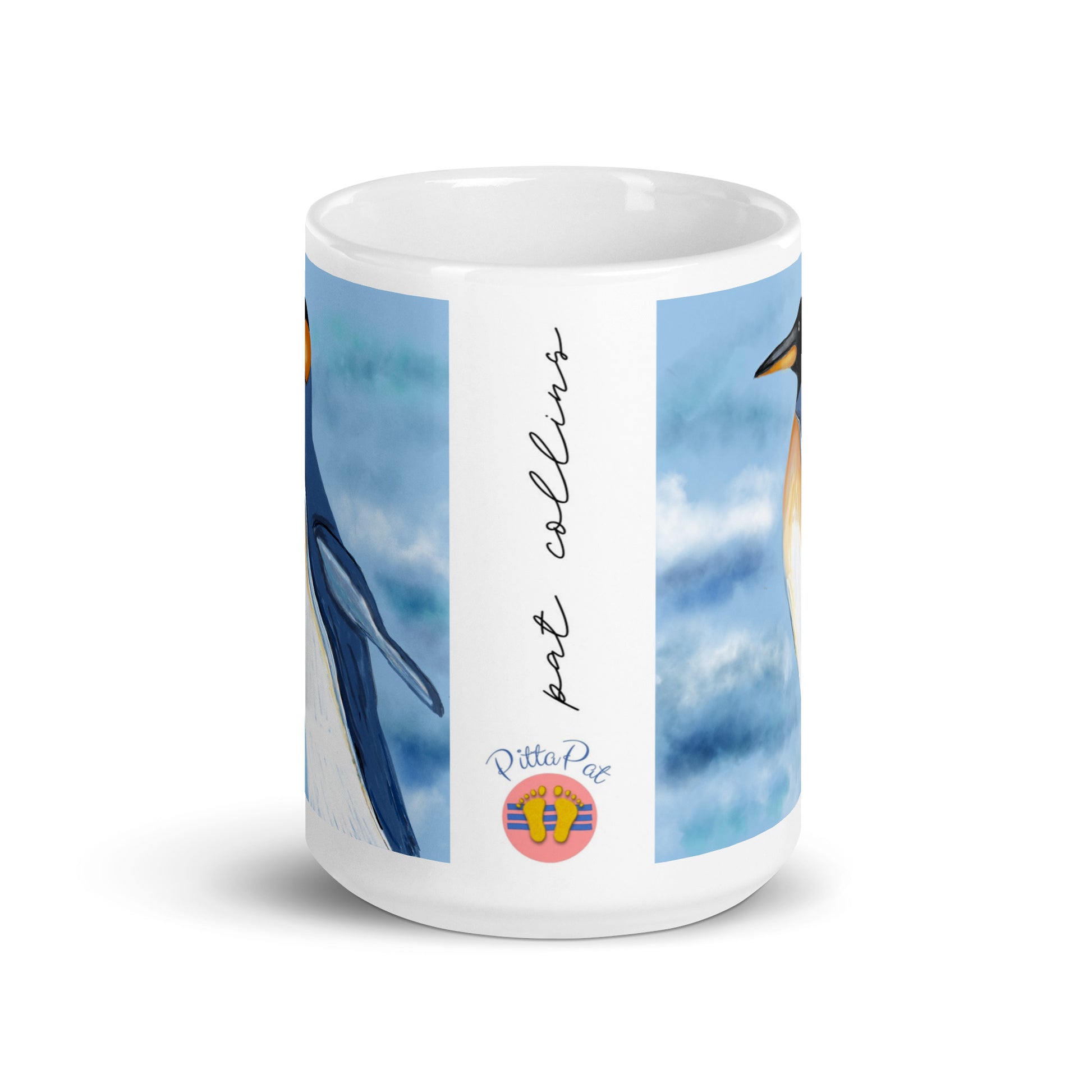 PittaPat happy toes logo with artist's signature. 15 oz.