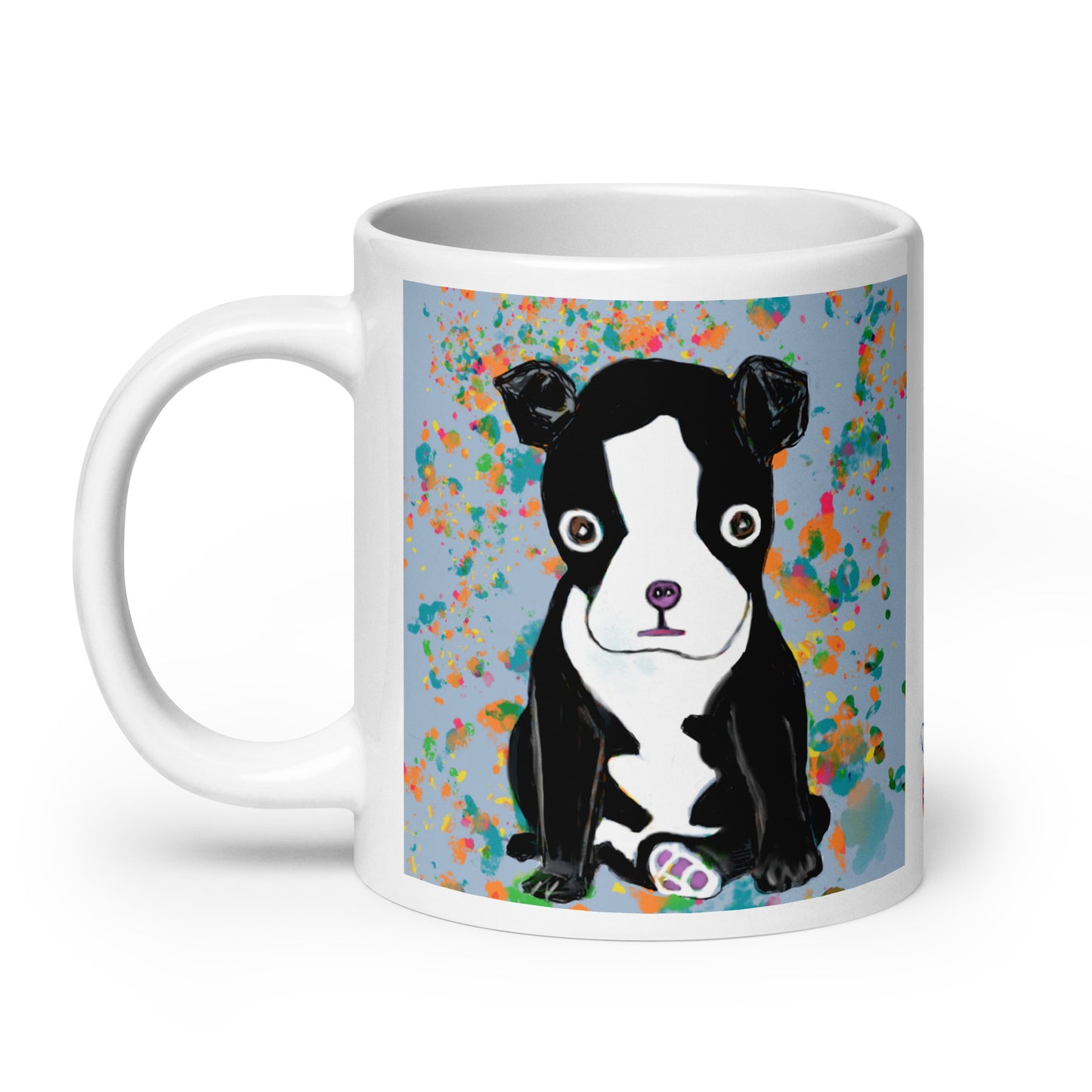 Start your day with loyal companionship. The Boston Terrier Spirit Mug features original artwork of the beloved breed, symbolizing loyalty, charm, and cheerfulness. Perfect for Boston Terrier fans, dog lovers, or anyone who cherishes the joyful bond of a faithful friend.